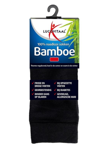 1 Paar Lucovitaal Bamboe Lange Sokken Zwart 43-46