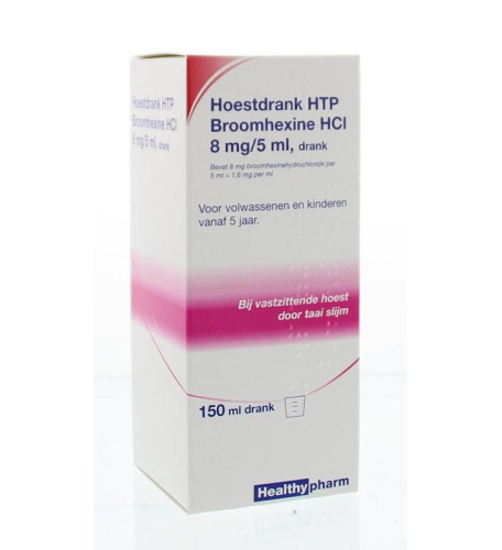 Healthypharm Hoestdrank Vastzittende Hoest Broomhexine HCL 8mg-5ml 150 Ml