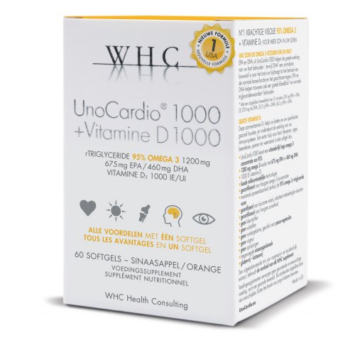 60 softgels WHC UnoCardio 1000 + Vitamine D1000