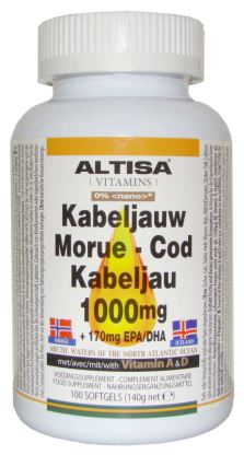 100 softgels Altisa Kabeljauw Levertraanolie 1000 mg
