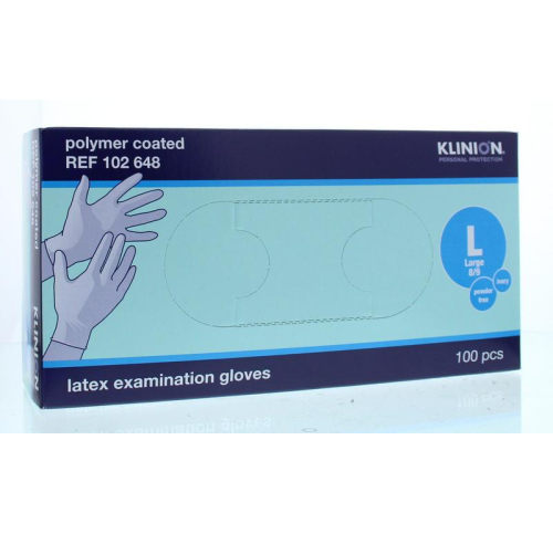 Klinion Onderzoekshandschoen Latex Polymer Coated Poedervrij Large 100 Stücke