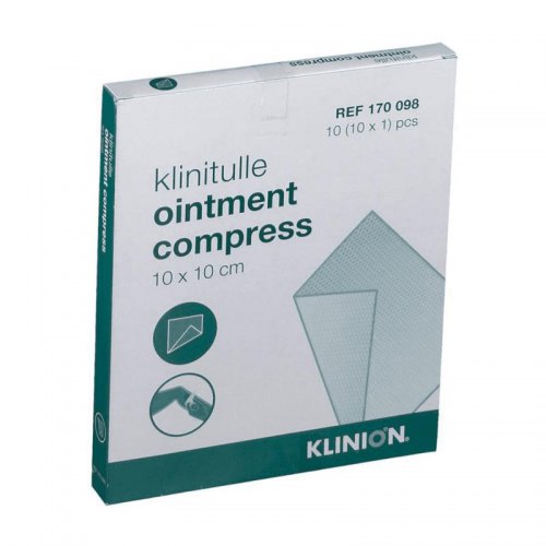 Klinion Klinitulle Zalfkompres 10 x 10cm 10 Stücke