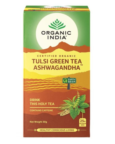 Organic India Tulsi Green Tea Ashwagandha Biologisch 25 Tüte