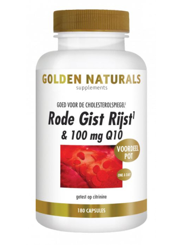 Golden Naturals Rode Gist Rijst & 100 mg Q10 Voordeelpot 180 Kapseln