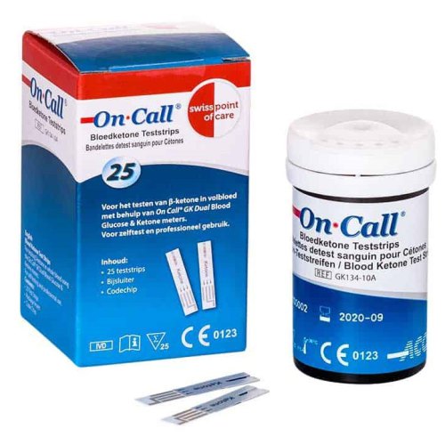 25 strips Swiss Point of Care On Call GK Dual Bloedketone Teststrips