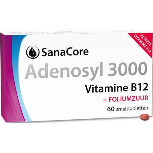 60 smelttabletjes SanaCore Adenosyl 3000 Vitamine B12 + Foliumzuur