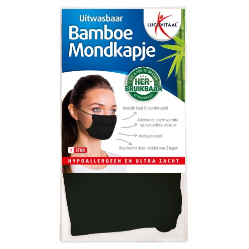1 Stück Lucovitaal Bamboe Mondkapje Zwart