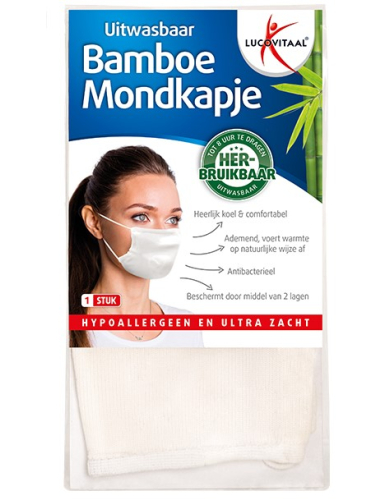 1 Stück Lucovitaal Bamboe Mondkapje Wit