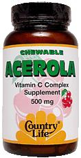 Country Life Acerola C cplx 500mg + Biofl 50mg 90 kauwtabletten