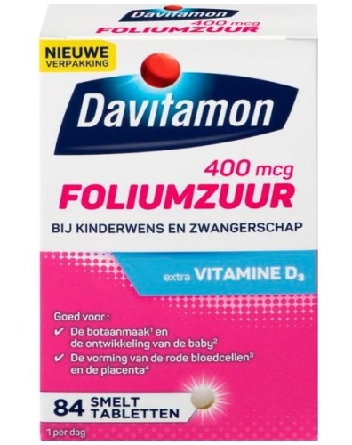 Davitamon Foliumzuur 400 mcg met Vitamine D3