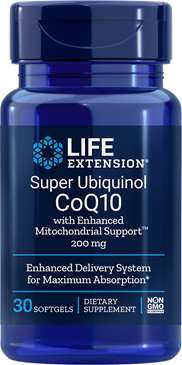 30 softgels Life Extension Super Ubiquinol CoQ10 200 mg with enhanced Mitochondrial Support