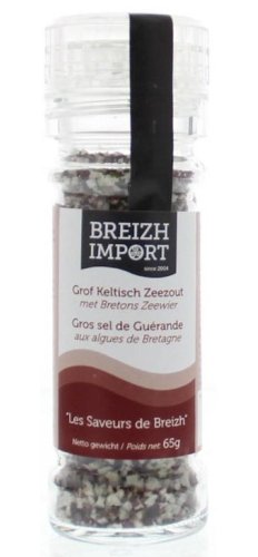 65 gram Breizh Import Grof Keltisch Gedroogd Zeezout met Zeewier Strooimolen