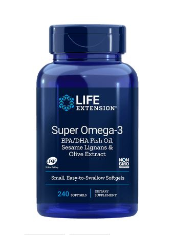 Life Extension Super Omega-3 EPA-DHA Visolie Sesamlignanen & Olijfextract Easy-to-Swallow 240 Softgels