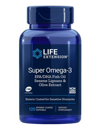 120 Softgels Life Extension Super Omega-3 EPADHA Visolie, Sesamliganen & Olijfextract Enteric Coated