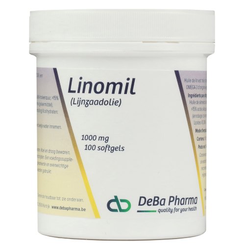 100 Softgels DeBa Pharma Linomil Lijnzaadolie 1000 mg