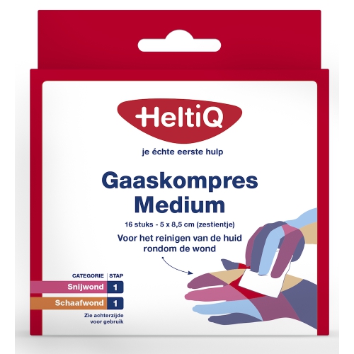 Heltiq Gaas Kompres Medium 5 x 8,5 cm 16 Stücke