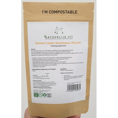 Natuurlijk.Fit Vitamine C Ascorbinezuur Poeder 200 Gramm