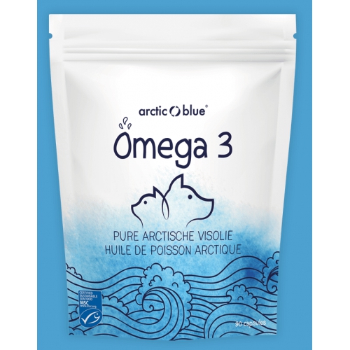 90 Kapseln Arctic Blue Omega 3 Pure Arctische Visolie MSC voor Hond & Kat