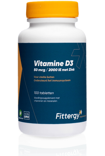 100 tabletten Fittergy Vitamine D3 50 mcg + Zink