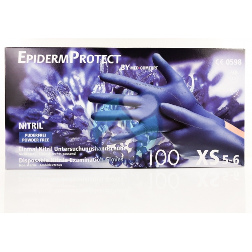 EpidermProtect Onderzoekshandschoen Nitrile Poedervrij Blauw XS 100 Stücke