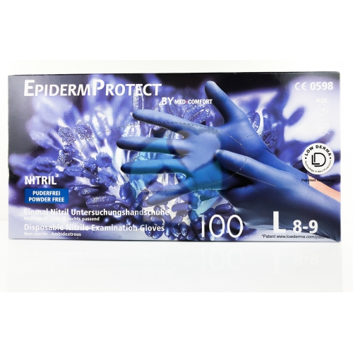 100 stuks EpidermProtect Onderzoekshandschoen Nitrile Poedervrij Blauw L