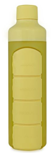 YOS Bottle Waterfles en Dag Pillendoos in 1 - Yummy Yellow 375 Ml