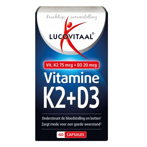 60 softgels Lucovitaal Vitamine K2 + D3 75/20 mcg