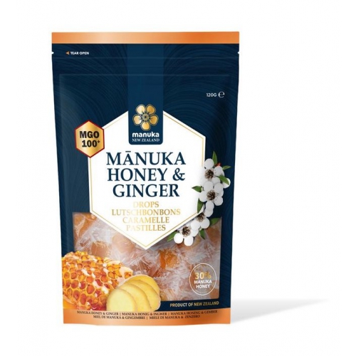 MNZ-Manuka New Zealand Manuka Honey & Ginger MGO 100+ Pastilles 120 Gramm