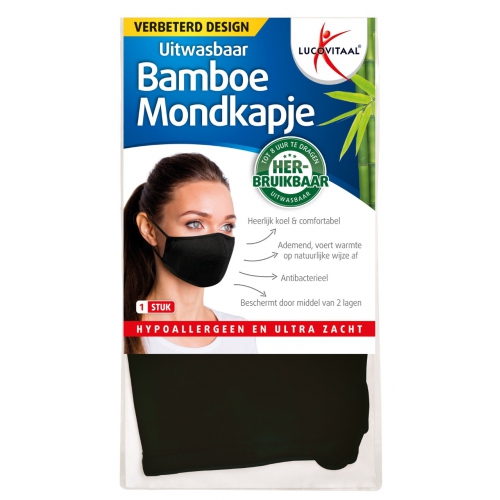 1 Stück Lucovitaal Bamboe Mondkapje Uitwasbaar Zwart