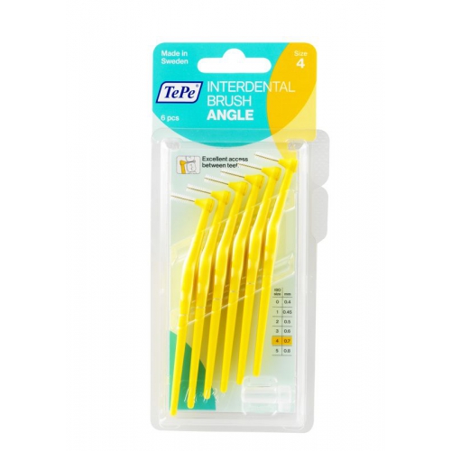 TePe Interdental Brush Angle 0,7 mm Geel Size 4 6 Stücke