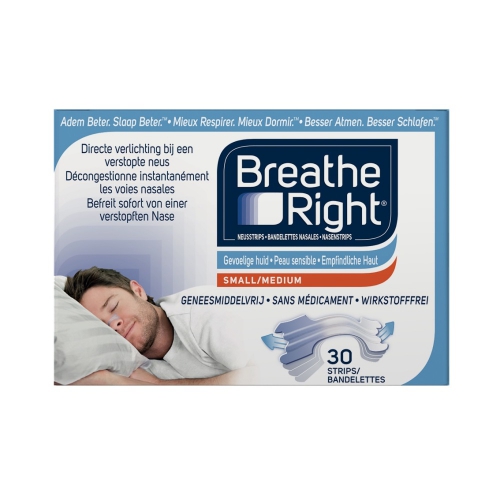 Breathe Right Neusstrips Gevoelige Huid Clear Small-Medium 30 Stücke