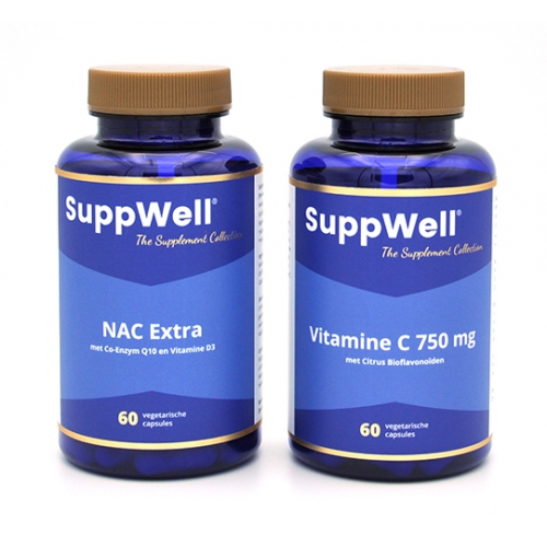 2 x 60 capsules SuppWell NAC Extra + Vitamine C 750 mg