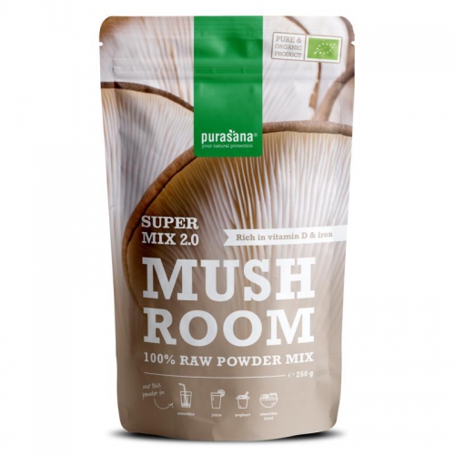 Purasana Mushroom Raw Powder Mix 2.0 Biologisch 250 Gramm