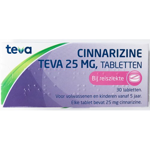 Teva Cinnarizine 25 mg - Bij Reisziekte 30 Tabletten