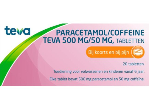 20 tabletten Teva Paracetamol 500 mg / Coffeine 50 mg