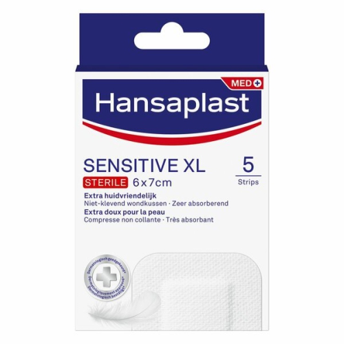 Hansaplast Pleister Sensitive XL 6 x 7 cm 5 Stücke