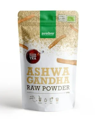 100 Gramm Purasana Ashwagandha Raw Powder Biologisch
