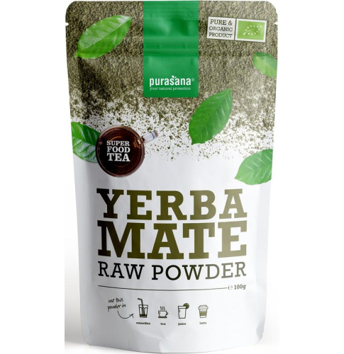 100 Gramm Purasana Yerba Maté Raw Powder Biologisch
