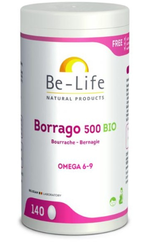 140 softgels Be-Life Borrago 500 Omega 6-9 Biologisch
