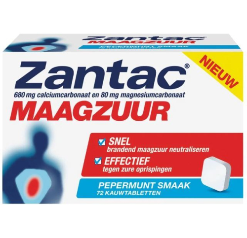 Zantac Maagzuur Pepermunt Smaak 72 Kautabletten