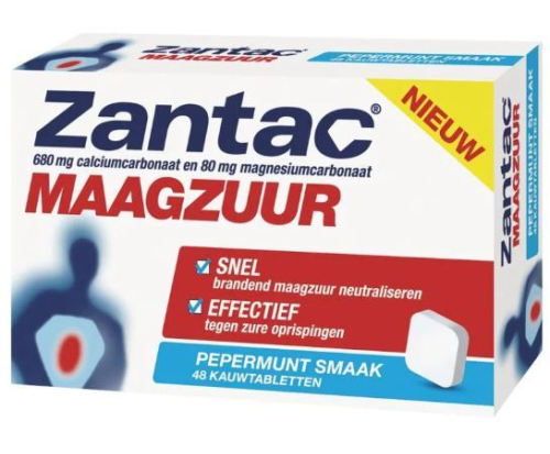 Zantac Maagzuur Pepermunt Smaak 48 Kautabletten