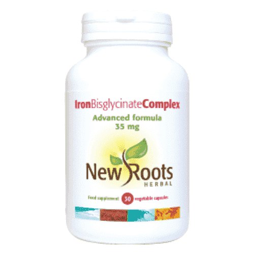 30 capsules New Roots Herbal Iron Bisglycinate Complex