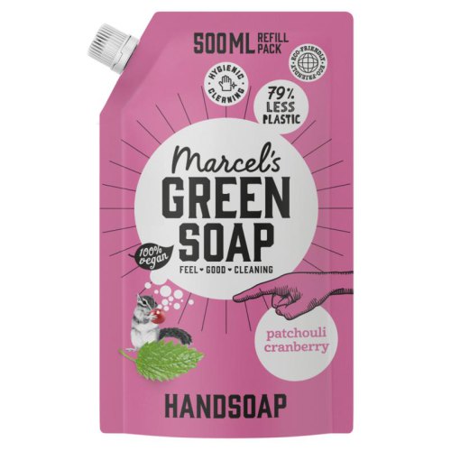 Marcel's Green Soap Handzeep Patchouli & Cranberry navul 500 Ml