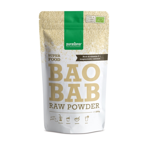 200 gram Purasana Baobab Raw Powder Biologisch