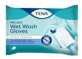Tena Wet Wash Glove Cleansing & Caring Lotion Mildly Scented 5 Stücke
