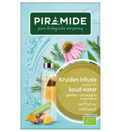 Piramide Kruiden Infusie voor in Koud Water Gember, Citroengras & Kurkuma Biologisch