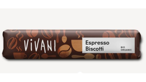 Vivani Chocoladereep Melk Espresso Biscotti Biologisch 35 Gramm