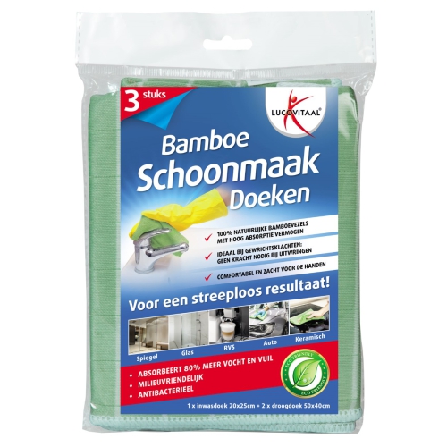 Lucovitaal Bamboe Schoonmaakdoeken 3 Stücke