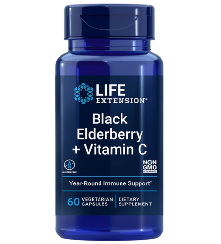 60 Kapseln Life Extension Black Elderberry + Vitamin C