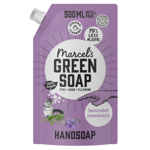 Marcel's Green Soap Handzeep Lavendel & Rozemarijn Navulverpakking 500 Ml